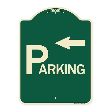 Signmission Parking with Arrow Pointing Left Heavy-Gauge Aluminum Architectural Sign, 24" x 18", G-1824-24519 A-DES-G-1824-24519